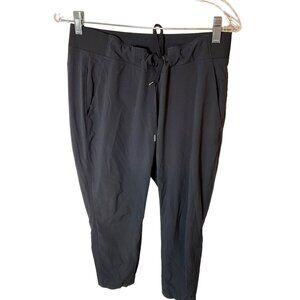 Athleta Black Wide Elastic Waist Drawstring Ankle Length Pants Size 8 Pockets‎